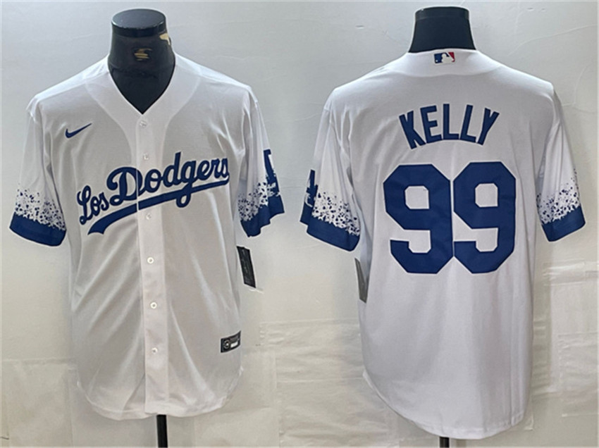 Men's White Los Angeles Dodgers #99 Joe Kelly City Connect Cool Base Stitched Baseball Jersey